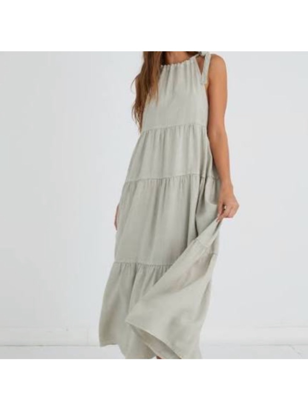 Bella Dahl Tiered Maxi Dress Halter Style Tencel size Small